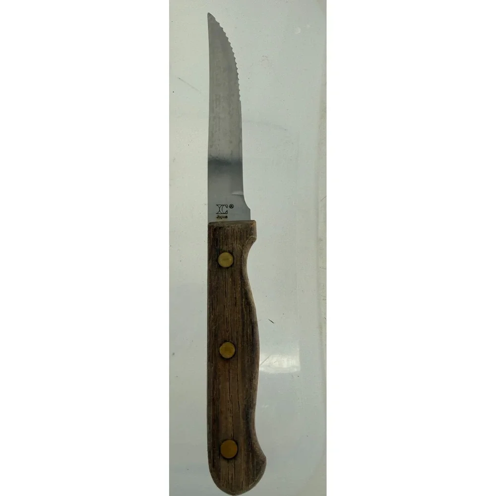 Santa Fe 7 Pc Steak Knife Set Serrated Stainless Steel Wood Handles Japan Vintag